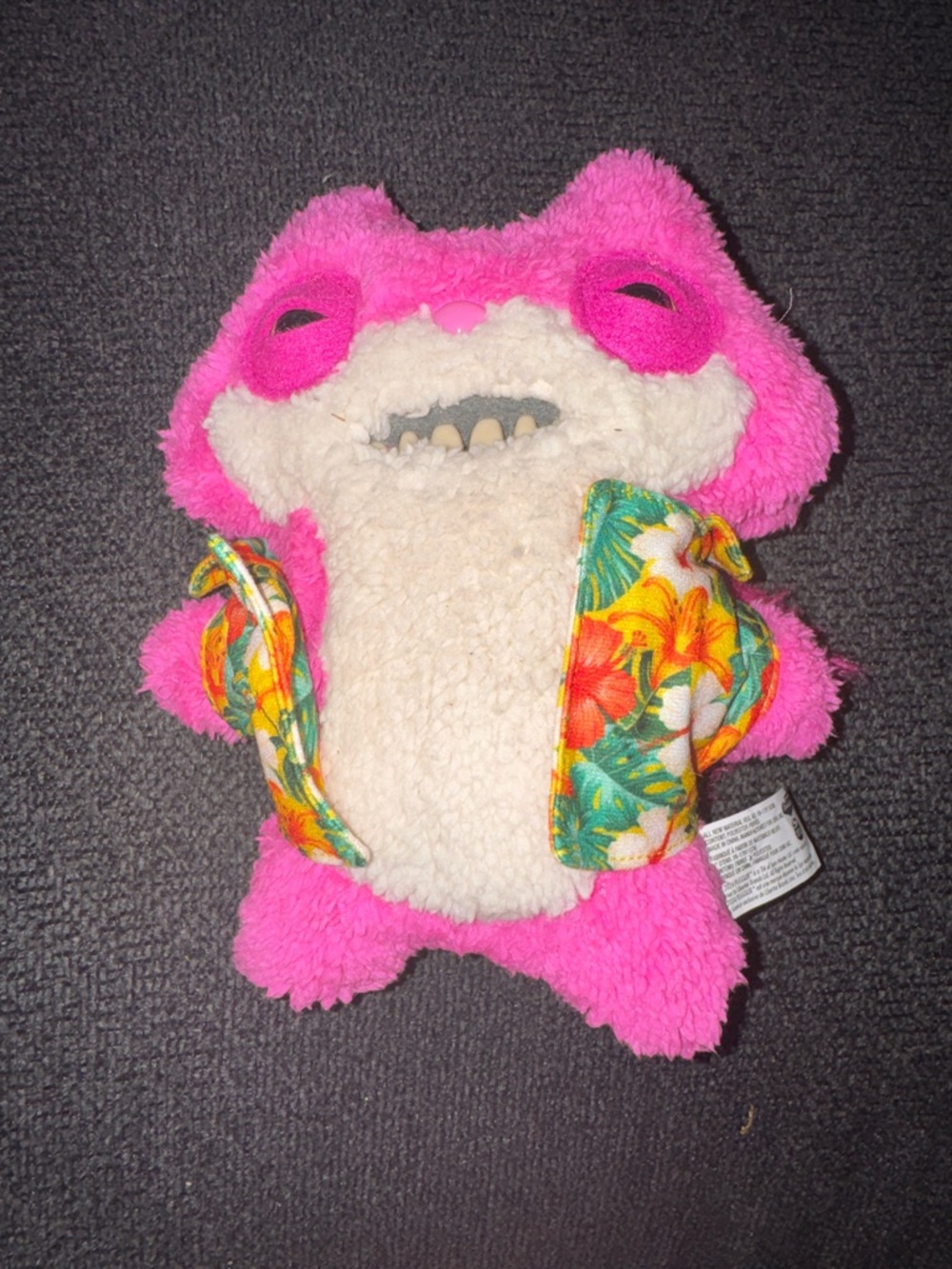 Vacay Vibes Fuggler Pink Plush Monster with Floral Hawaiian Style Shirt